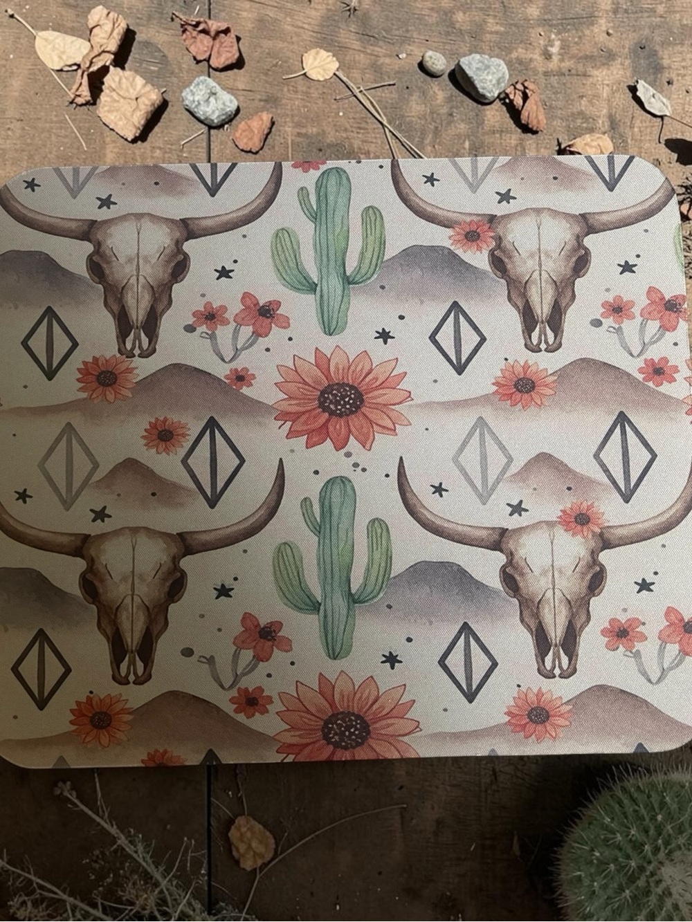 Desert Skull & Cactus Mouse Pad Multi-Color